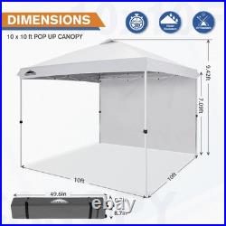 Commercial Canopy 10x10 Pop Up Canopy Tent with 1 Sidewall, Easy Setup Heavy