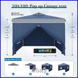 Commercial Pop UP Canopy 10x10' Party Tent Folding Waterproof Gazebo With Sidewall
