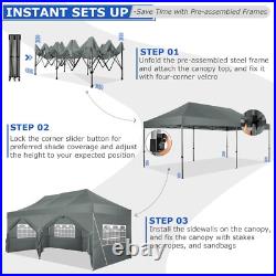 Commercial Pop Up Tent 10x20ft Canopy Waterproof Party Wedding Camping Shelter #