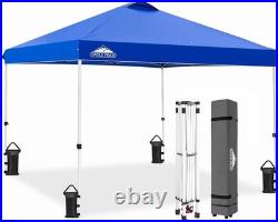 Compact Blue Pop Up Canopy with Wheeled Bag Perfect for Festivals & Camping