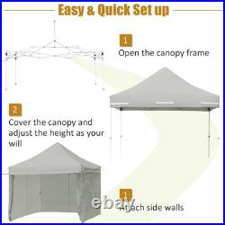 Costway 10x10ft Pop up Gazebo 5 Height Adjust Folding Tent with Awning Grey