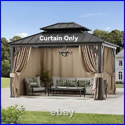Covered Outdoor 11' x 13' Gazebo Curtain Replacement Universal 4-Panel Sidewalls