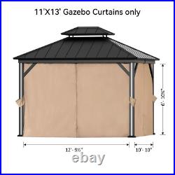 Covered Outdoor 11' x 13' Gazebo Curtain Replacement Universal 4-Panel Sidewalls