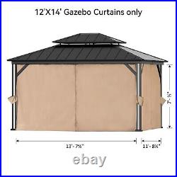 Covered Outdoor 12' x 14' Gazebo Curtain Replacement Universal 4-Panel Sidewalls