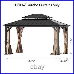 Covered Outdoor 12' x 14' Gazebo Curtain Replacement Universal 4-Panel Sidewalls