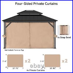 Covered Outdoor 12' x 14' Gazebo Curtain Replacement Universal 4-Panel Sidewalls