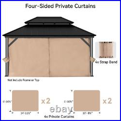 Covered Outdoor 12' x 16' Gazebo Curtain Replacement Universal 4-Panel Sidewalls