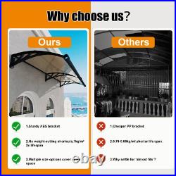 DIY 40x48 Window Awning Door Canopy Polycarbonate Outdoor With Gutter ABS
