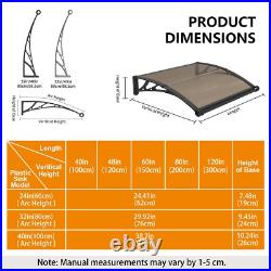 DIY 40x48 Window Awning Door Canopy Polycarbonate Outdoor With Gutter ABS