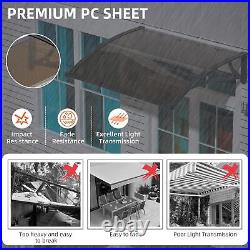 DIY Window Awning Front Door Eaves Canopy Polycarbonate Roof Cover with Large Sink