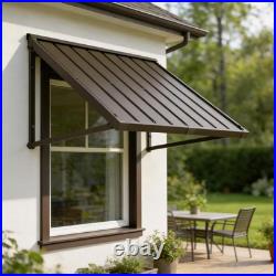 Domi 40''x24'' Metal Awnings for Patio, Door, Window, Entrance, Porch, Balcony, Brown