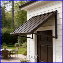 Domi 40''x24'' Metal Awnings for Patio, Door, Window, Entrance, Porch, Balcony, Brown