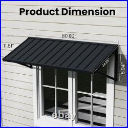 Domi 60''x24'' Metal Awnings for Patio, Door, Window, Entrance, Porch, Balcony, Grey