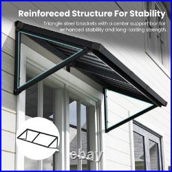 Domi 60''x24'' Metal Awnings for Patio, Door, Window, Entrance, Porch, Balcony, Grey