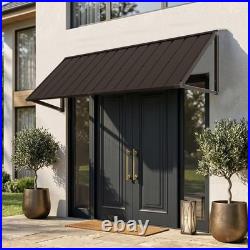 Domi 70''x36'' Metal Awnings for Patio, Door, Window, Entrance, Porch, Balcony, Brown