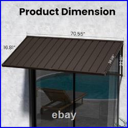 Domi 70''x36'' Metal Awnings for Patio, Door, Window, Entrance, Porch, Balcony, Brown