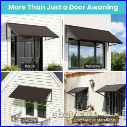 Domi 70''x36'' Metal Awnings for Patio, Door, Window, Entrance, Porch, Balcony, Brown