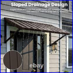 Domi 70''x36'' Metal Awnings for Patio, Door, Window, Entrance, Porch, Balcony, Brown
