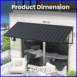 Domi 90''x36'' Metal Awnings for Patio, Door, Window, Entrance, Porch, Balcony, Grey