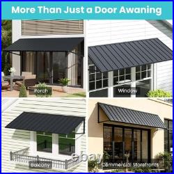 Domi 90''x36'' Metal Awnings for Patio, Door, Window, Entrance, Porch, Balcony, Grey