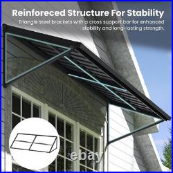 Domi 90''x36'' Metal Awnings for Patio, Door, Window, Entrance, Porch, Balcony, Grey