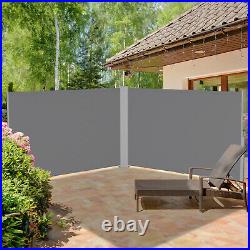 Double Retractable Side Awning Privacy Screen Shade Divider Folding Fence Screen