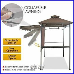 Double Tiered Grill Gazebo 11X 5, Outdoor BBQ Patio Canopy Tent Dark Brown