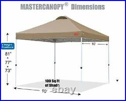 Durable Ez Popup Canopy Tent With Roller Bag 10x10 Khaki