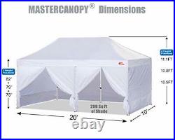 Durable Pop-up Canopy Tent Heavy Duty Instant Canopy with 10x20 White