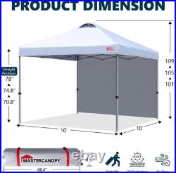 Durable Pop-up Canopy Tent with 1 Sidewall 10'x10', White