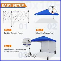 EAGLE PEAK 10x10 Commercial Pop up Canopy Tent with One Detachable Sidewall