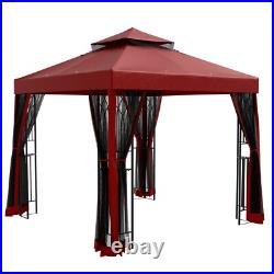 EAGLE PEAK 8x8 Outdoor Patio Soft Double Roof Gazebo with Mesh Netting
