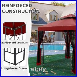 EAGLE PEAK 8x8 Outdoor Patio Soft Double Roof Gazebo with Mesh Netting
