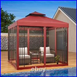 EAGLE PEAK 8x8 Outdoor Patio Soft Double Roof Gazebo with Mesh Netting