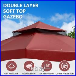 EAGLE PEAK 8x8 Outdoor Patio Soft Double Roof Gazebo with Mesh Netting