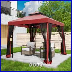 EAGLE PEAK 8x8 Outdoor Patio Soft Double Roof Gazebo with Mesh Netting