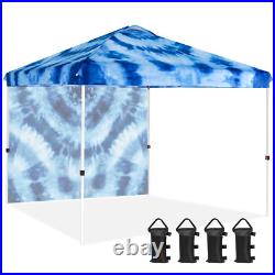 EAGLE PEAK Commercial Easy Setup Pop up Canopy with 1 Sidewall and 4 Weight Bags
