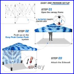 EAGLE PEAK Commercial Easy Setup Pop up Canopy with 1 Sidewall and 4 Weight Bags