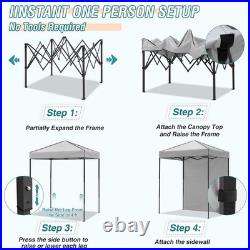 EAGLE PEAK Instant Pop Up Canopy with Adjustable Sun Wall 6x4 with Sidewall
