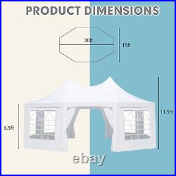 EROMMY 20X15Ft Party Tent, White Wedding Tent, Octagonal Heavy Duty Canopy with