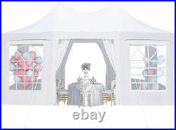 EROMMY 20X15Ft Party Tent, White Wedding Tent, Octagonal Heavy Duty Canopy with