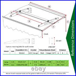 Eaves Window Door Awnings Canopy Cover W59xD34 Rain Protector for Wooden Wall