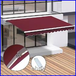 Electric Patio Awning LED Lights Retractable Window Canopy Garden Sun Shade Red