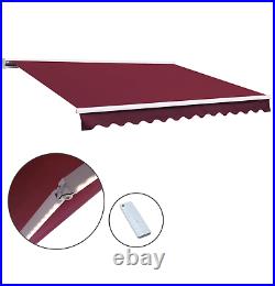 Electric Retractable Awning 3.5x2.5m Red Canopy Waterproof Patio Cassette Shade