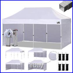 Eurmax 10x20 Pop-up Canopy with 4 Removable Zipper End Side Walls+Roller Bag