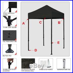 Eurmax 5x5 Black Ez Pop Up Commercial Canopy Party Outdoor Vendor Gazebo Tent