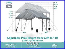 Extra Large 10x20 Heavy Duty Carport Canopy Portable Tent Garage Adjustable