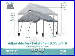 Extra Large 10x20 Heavy Duty Carport Canopy Portable Tent Garage Adjustable