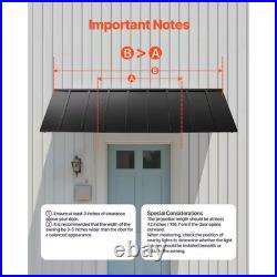 Fixed Metal Awning 104 X 36 In. Durable Steel Frame for Outdoor Protection, Fits