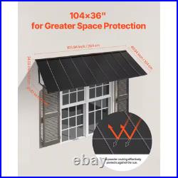 Fixed Metal Awning 104 X 36 In. Durable Steel Frame for Outdoor Protection, Fits